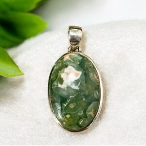 Rainforest Jasper Sterling Silver Pendant 925
